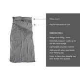 DD Hammocks Poly Sleeper showing pillow insert, lightweight material, and compact design for camping warmth.